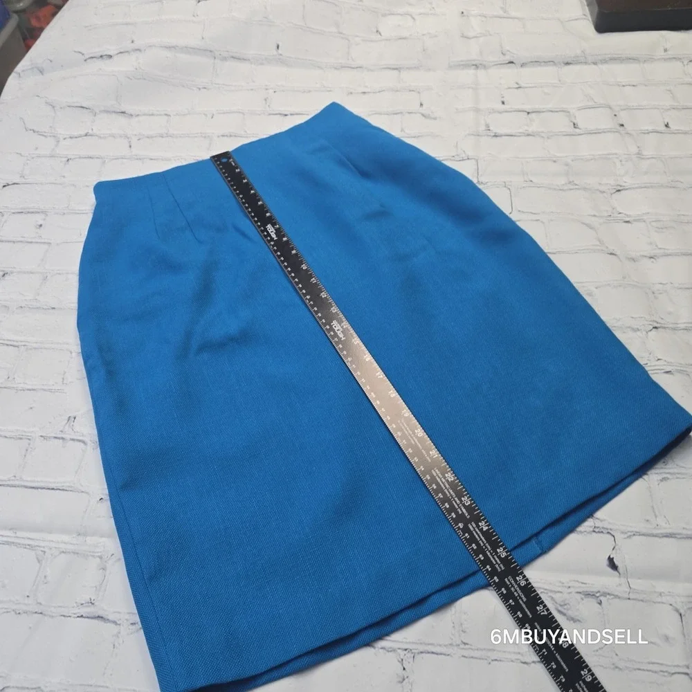 Norton McNaughton Vintage Blue Pencil Skirt Size 10 High Waist Lined Knee Length